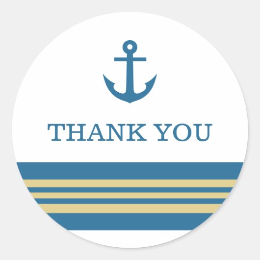 Blue Gold Nautical Anchor Danke Stickers (Vorderseite)