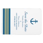 Blue Gold Nautical Anker Speichern Sie das Date Ma Magnet (Horizontal)