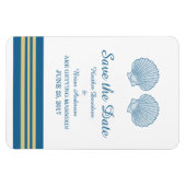 Blue Gold Nautical Seashells Save the Date Magnet (Horizontal)