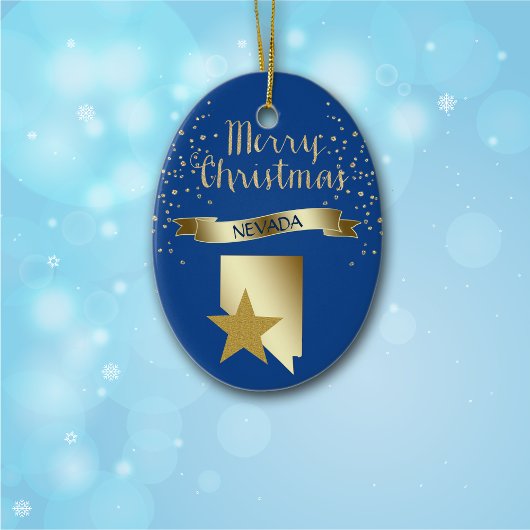 Blue Gold Nevada Star Keramikornament