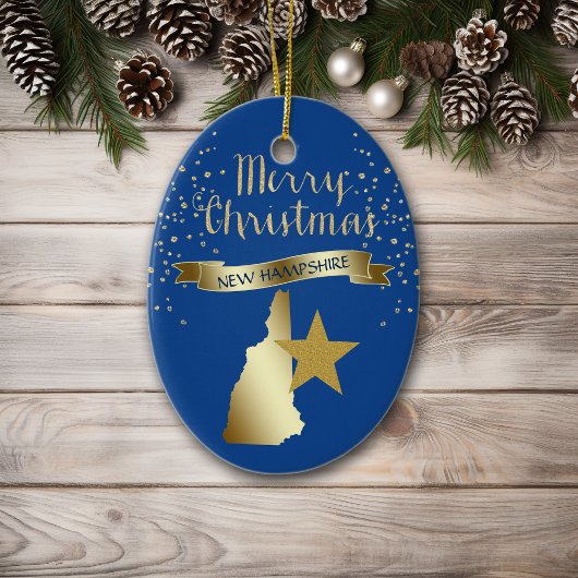 Blue Gold New Hampshire Star Keramikornament