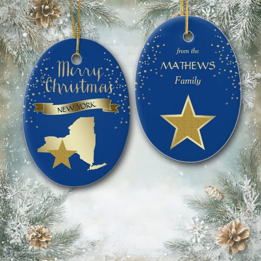 Blue Gold New York Star Keramikornament