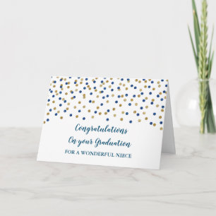 Blue Gold Niece Herzlichen Glückwunsch Abschluss Karte