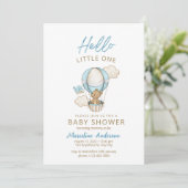 Blue Gold Niedlich Baby Boy Dusche Einladung (Stehend Vorderseite)