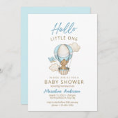 Blue Gold Niedlich Baby Boy Dusche Einladung (Vorne/Hinten)