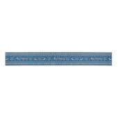 Blue Gold Nordic Script Christmas Ribbon Ripsband (Vorderseite)
