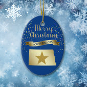 Blue Gold North Dakota Star Keramikornament