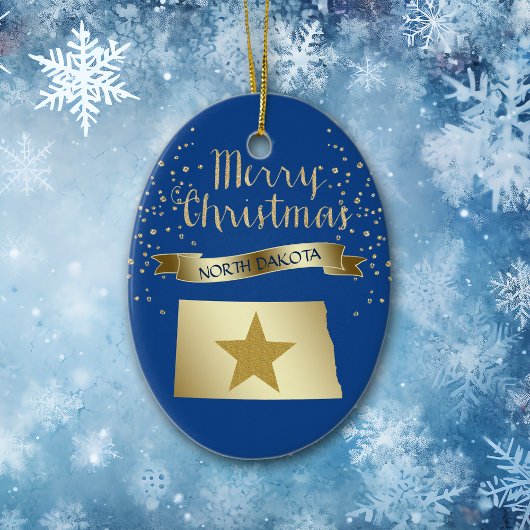 Blue Gold North Dakota Star Keramikornament