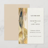 Blue Gold Nouveau Terminankündigung Save The Date (Vorne/Hinten)