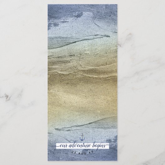 Blue & Gold ⚓️ oder Nautical Wedding Menükarte (Rückseite)