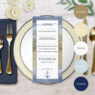 Blue & Gold ⚓️ oder Nautical Wedding Menükarte