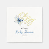 Blue & Gold “Oh Boy” Gold Typography Baby Shower Serviette (Vorderseite)