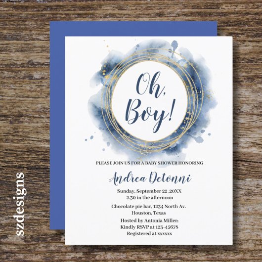  Blue Gold Oh Junge Baby Shower 