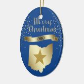 Blue Gold Ohio Star Keramik Ornament (Links)