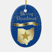 Blue Gold Ohio Star Keramik Ornament (Vorne)