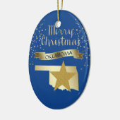 Blue Gold Oklahoma Star Keramik Ornament (Links)