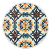 Blue Gold Orange and Brown Pattern  Keramikknauf (Vorderseite)