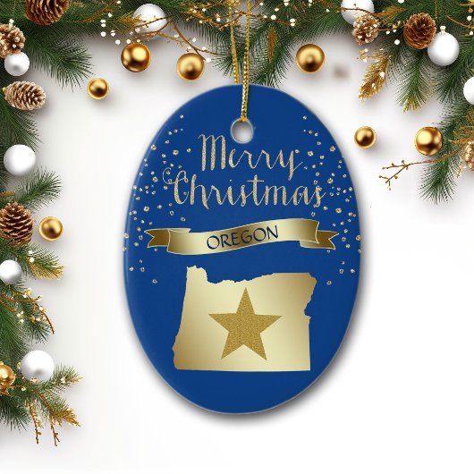 Blue Gold Oregon Star Keramikornament