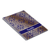 Blue gold oriental pattern script monogram notizblock (Rechte Seite)