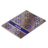 Blue gold oriental pattern script monogram notizblock (Linke Seite)