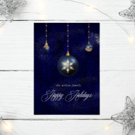 Blue Gold Ornament Holiday Grußkarte Karte
