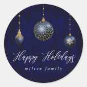 Blue Gold Ornament Holiday Umschlag Aufkleber (Vorderseite)