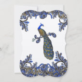 Blue & Gold Paisley Damask Einladung (Rückseite)