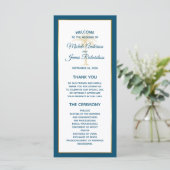 Blue Gold Palm Tree Beach Hochzeit des tropischen Programm (Stehend Vorderseite)