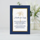 Blue Gold Palm Tree Hochzeit Gesundheit und Sicher Begleitkarte (Stehend Vorderseite)
