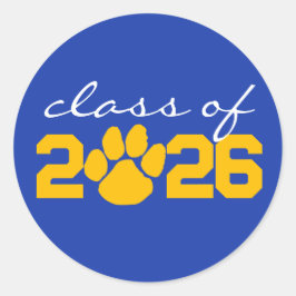 Blue & Gold Paw Print Abschluss Sticker