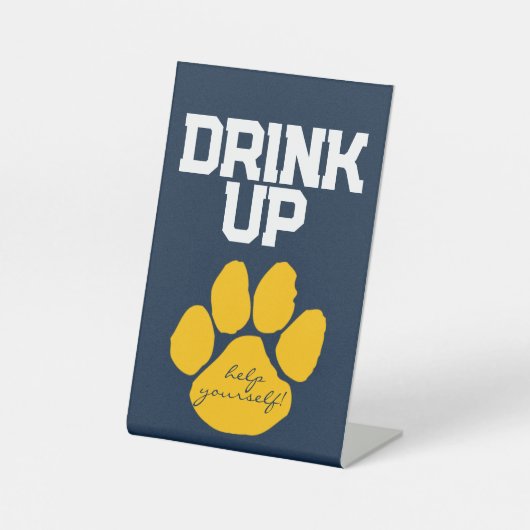Blue & Gold Pawprint Drink Table Abschluss Sockelschild (Vorderseite)