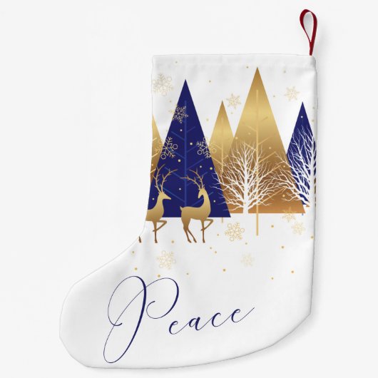 Blue Gold Peace Woodland Deer Kleiner Weihnachtsstrumpf (Rückseite)