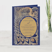 Blue Gold Peacock Indian Wedding Details, Programm (Vorderseite)