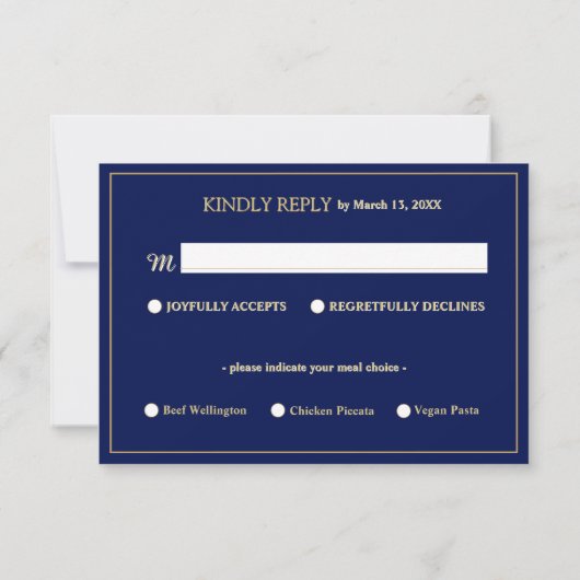 Blue Gold Peacock Indian Wedding RSVP (Rückseite)