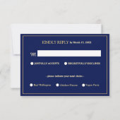 Blue Gold Peacock Indian Wedding RSVP Karte (Rückseite)