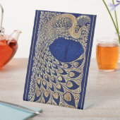 Blue Gold Peacock Indian Wedding Tischnummer Sockelschild (In Situ)