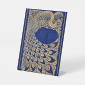 Blue Gold Peacock Indian Wedding Tischnummer Sockelschild (Vorderseite)