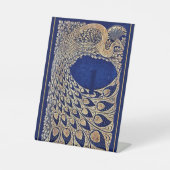 Blue Gold Peacock Indian Wedding Tischnummer Sockelschild (Vorderseite)