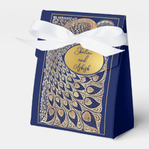 Blue Gold Peacock Jugendstil-Gastgeschenk Hochzeit Geschenkschachtel