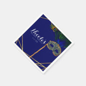 Blue & Gold Peacock Masquerade Custom Party Serviette (Ecke)
