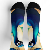 BLUE GOLD PEACOCK SOCK