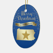 Blue Gold Pennsylvania Star Keramik Ornament (Links)