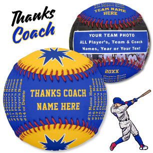 Blue Gold Personalisiert Foto Baseball Ball, Coach