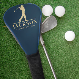 Blue & Gold Personalisiert Monogram Golfer Golf Headcover