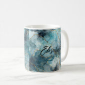 Blue Gold Personalisiert Name Tasse (VorderseiteRechts)