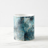Blue Gold Personalisiert Name Tasse (Mittel)