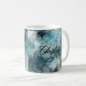Blue Gold Personalisiert Name Tasse (VorderseiteRechts)