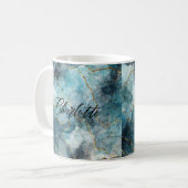 Blue Gold Personalisiert Name Tasse (Vorderseite Links)