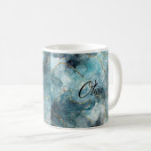 Blue Gold Personalisiert Name Tasse (VorderseiteRechts)