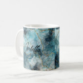 Blue Gold Personalisiert Name Tasse (Vorderseite Links)